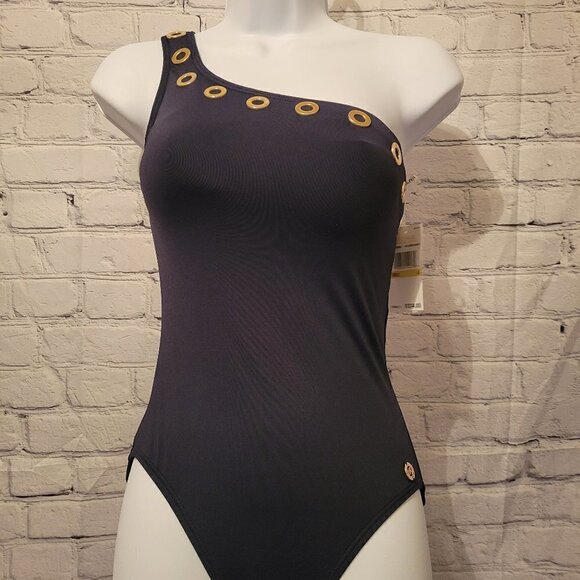 Michael Kors Grommet One-Shoulder One-Piece Swimsuit Women's Swimsuit - Picture 1 of 6